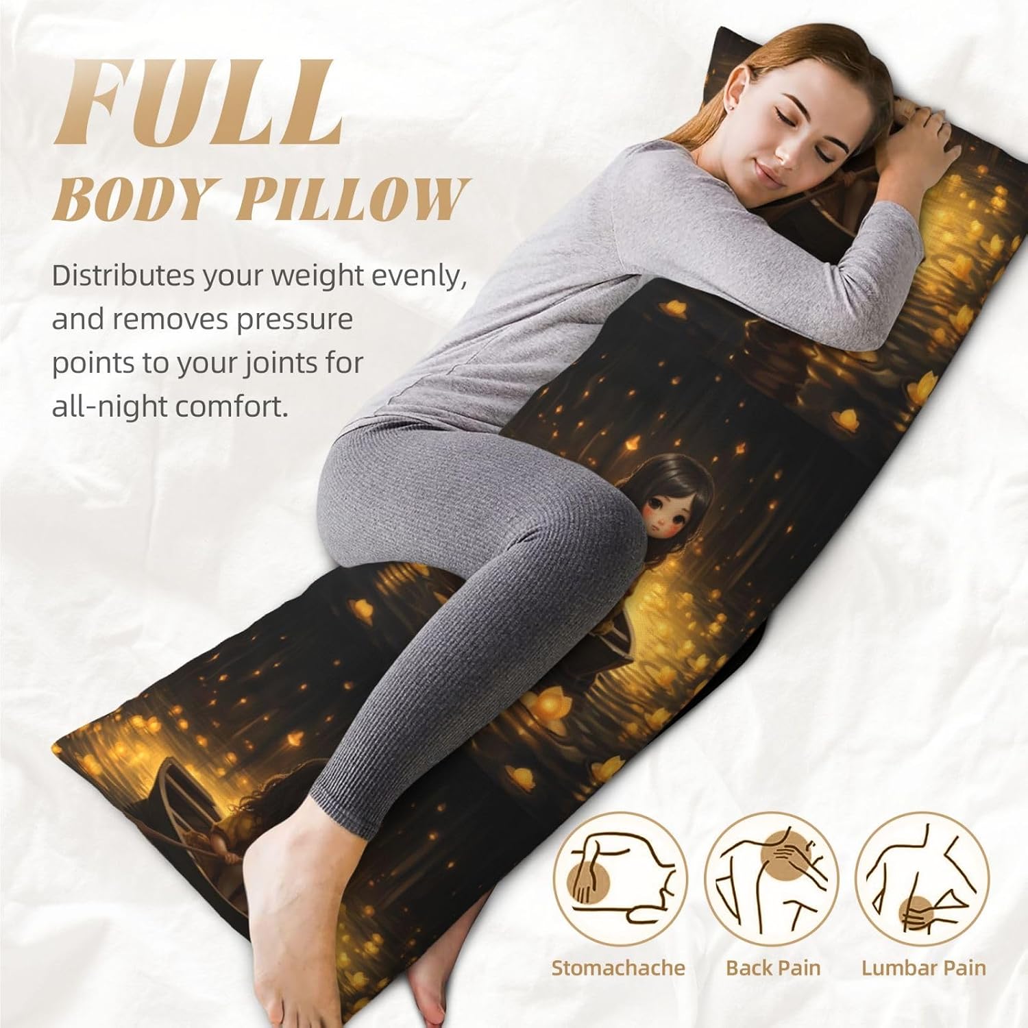 Cute Girl On The Boat Body Pillow Cover with Hidden Zipper 54"X20",Ultra Soft Microfiber Long Pillow Case Decorative Bedding Pillowcase Cushion Cover Cases for Bedroom Couch Sofa,Home Gifts
