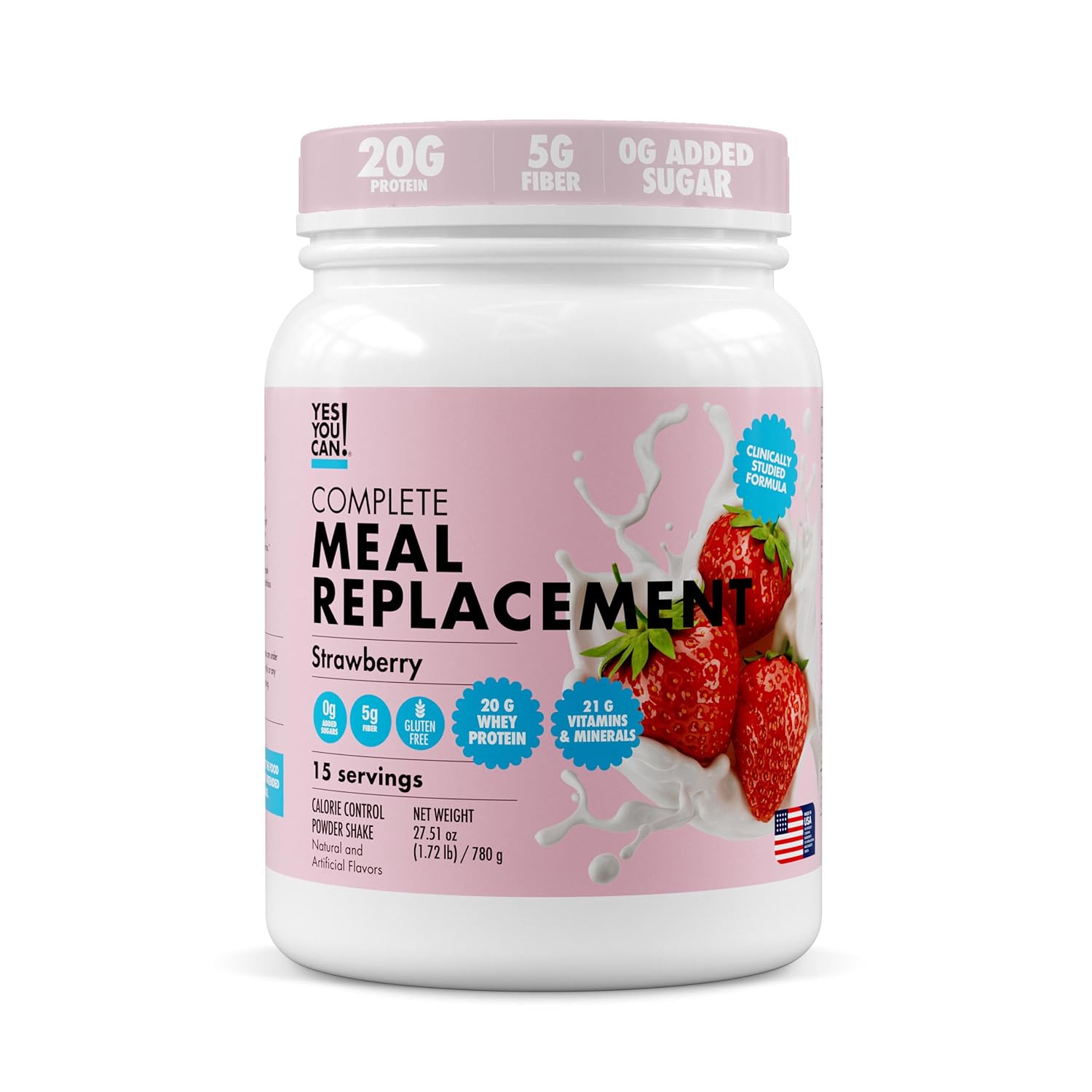 Yes You Can! Meal Replacement Shake – 20G Protein, 5G Fiber, 21 Vitamins & Minerals – Meal Replacement Protein Powder – Complete All-in-One Nutrition – 15 Servings (Strawberry) Yes You Can! Meal Replacement Shake – 20G Protein, 5G Fiber, 21 Vitamins & Minerals – Meal Replacement Protein Powder – Complete All-in-One Nutrition – 15 Servings (Strawberry)