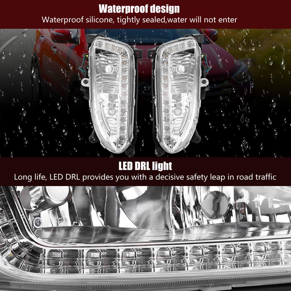 EBTOOLS pour feu de antibrouillard santa fe 2013 1 paire de feux diurnes de voiture H8, cache de lampe de brouillard 12V LED DRL pour Fe / IX45 2013-2015