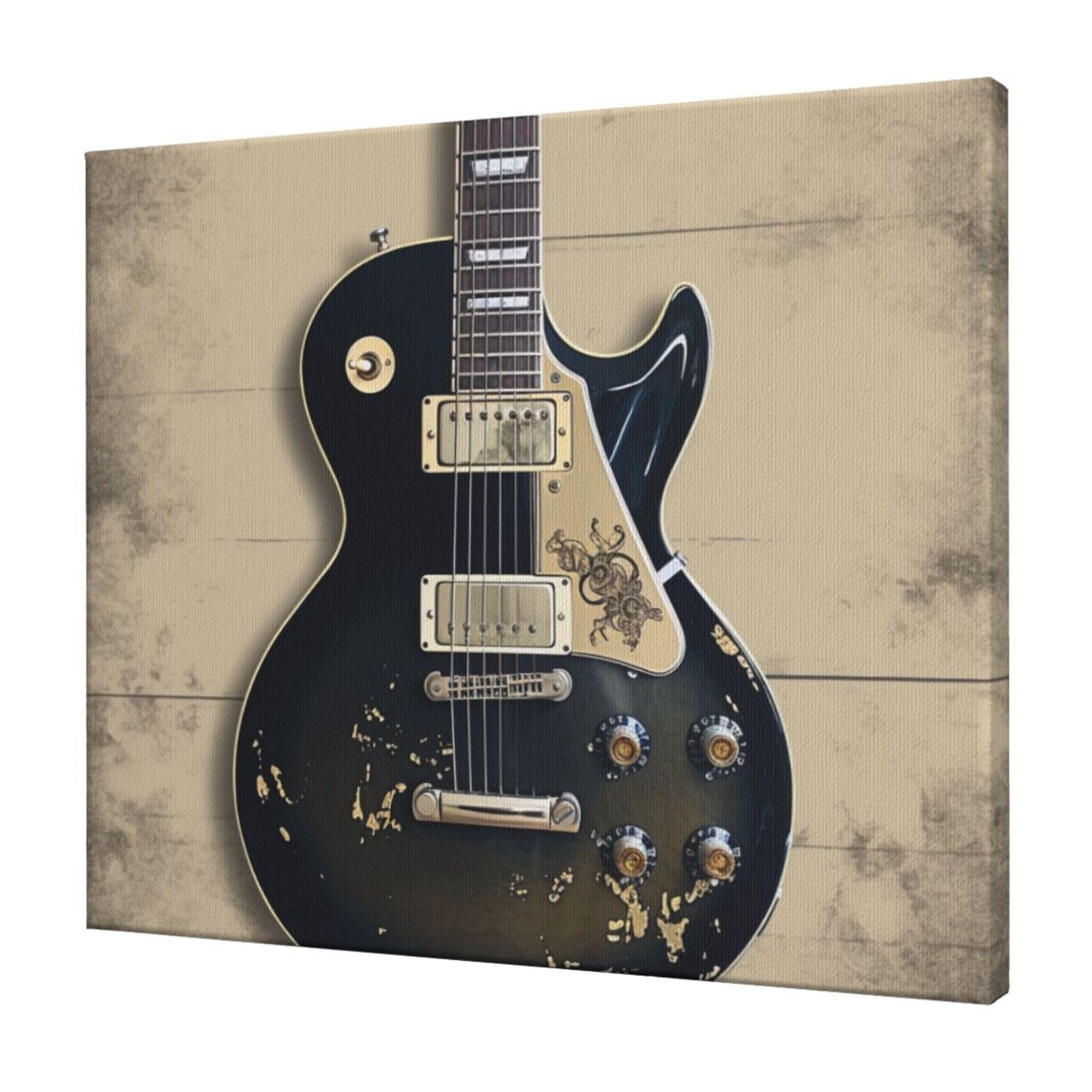 YKLJG Musical Guitar Printed Wall Art Canvas Prints 60x50 CM Wooden Framed Picture Painting Artwork for Bedroom Kitchen Home Office Decor