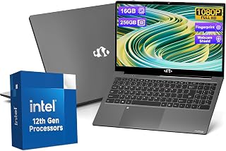 15.6-FHD-Laptop Student-Laptop, 16GB RAM 256GB SSD, Intel Pentium Quad-Core N100 Processor (Up to 3.4GHz) Backlit Keyboard Fingerprint WiFi 6 BT5.2 Business-Laptop, 2 Years Warranty Windows 11 Laptop