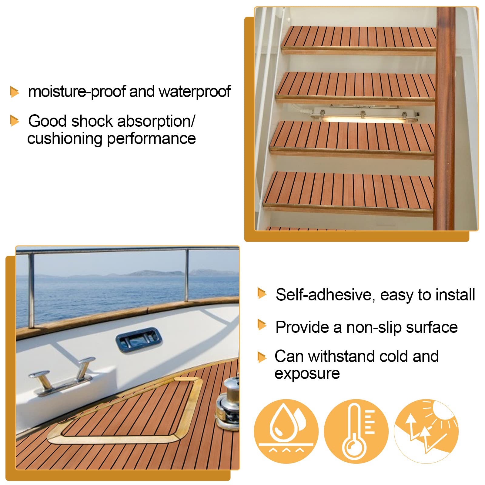 Revêtement Pont Yacht Tapis De Sol Bateau Jopassy En Mousse EVA - Antidérapant, Autocollant, Motif Bois De Teck ! Revêtement Sol Antidérapant Eva Autocollant Bateau