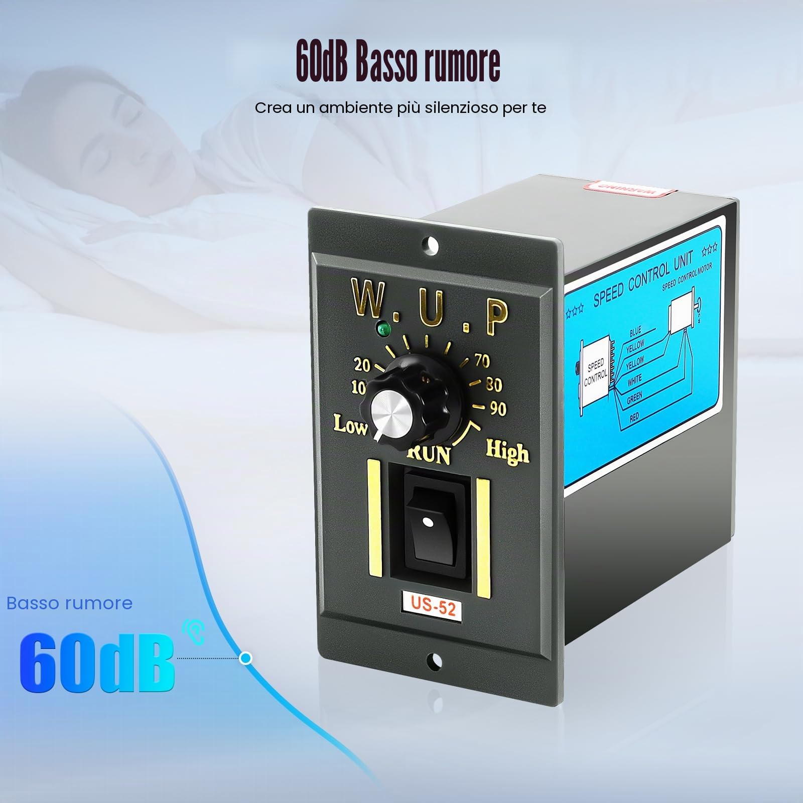 220 V, 90 W, motoriduttore con regolatore di velocità, 0-90 giri/min, coppia di 3,8 Nm, protezione IP54, motore industriale per imballaggio, stampa, macchine tessili