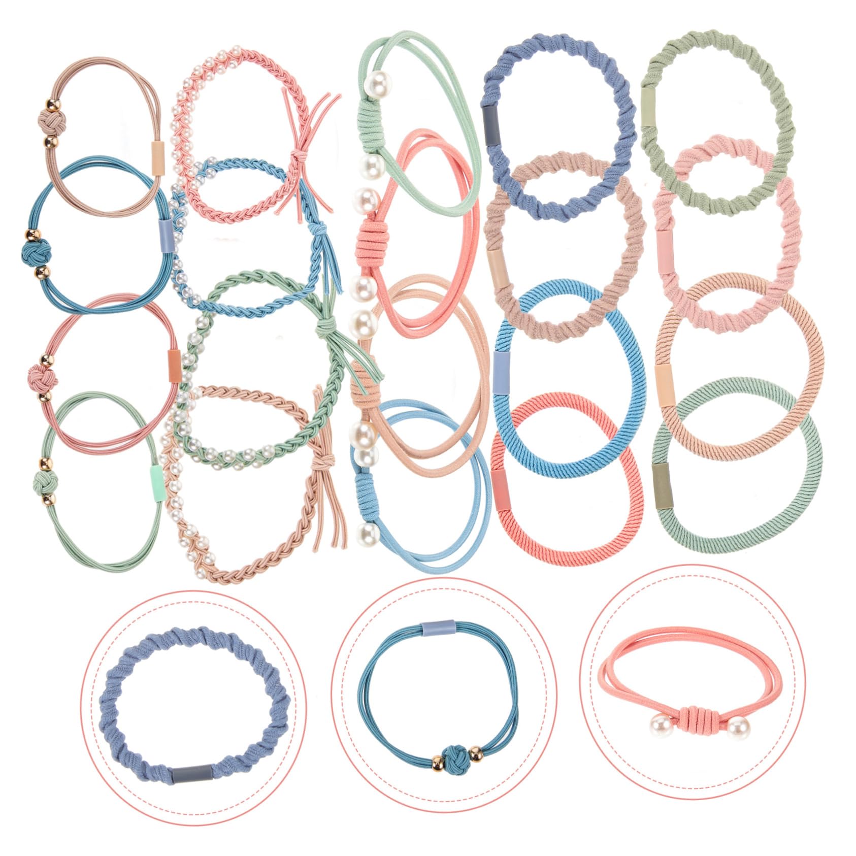 GALPADA 100stücke Perlen-haarreifen Elastische Haargummis Für Zöpfe Und Hochsteckfrisuren Boho-stil Haaraccessoires Für Partys Und Alltag Für Damen Und Mädchen