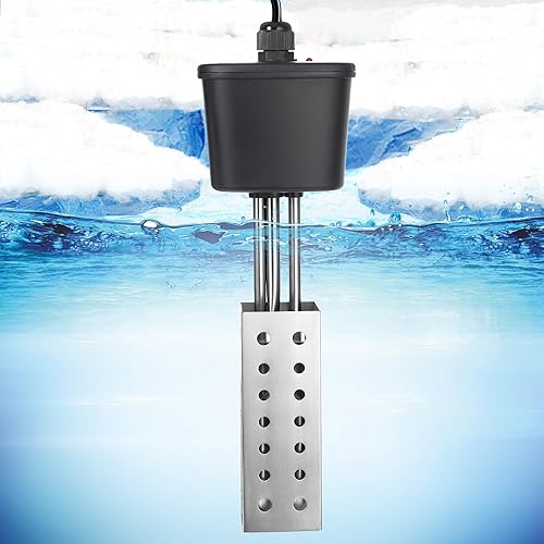 Vista 9 de Saillong Calentador de estanque, calentador descongelante flotante para estanques al aire libre, calentador de peces Koi con control de temperatura