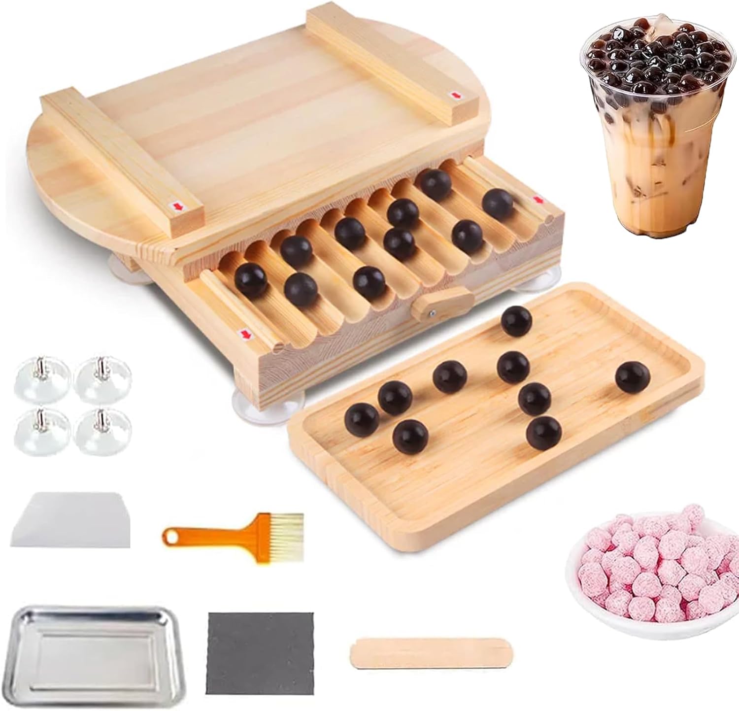 Tapioca Beads Forming Machine, Manual Tapioca Pearl Maker, Diameter 15mm-3g/19mm-6g/22mm-9g Optional, Dual Handles + Suction Cups On The Bottom + Double-Layered Reinforcement, for Home Kitchen (22mm)