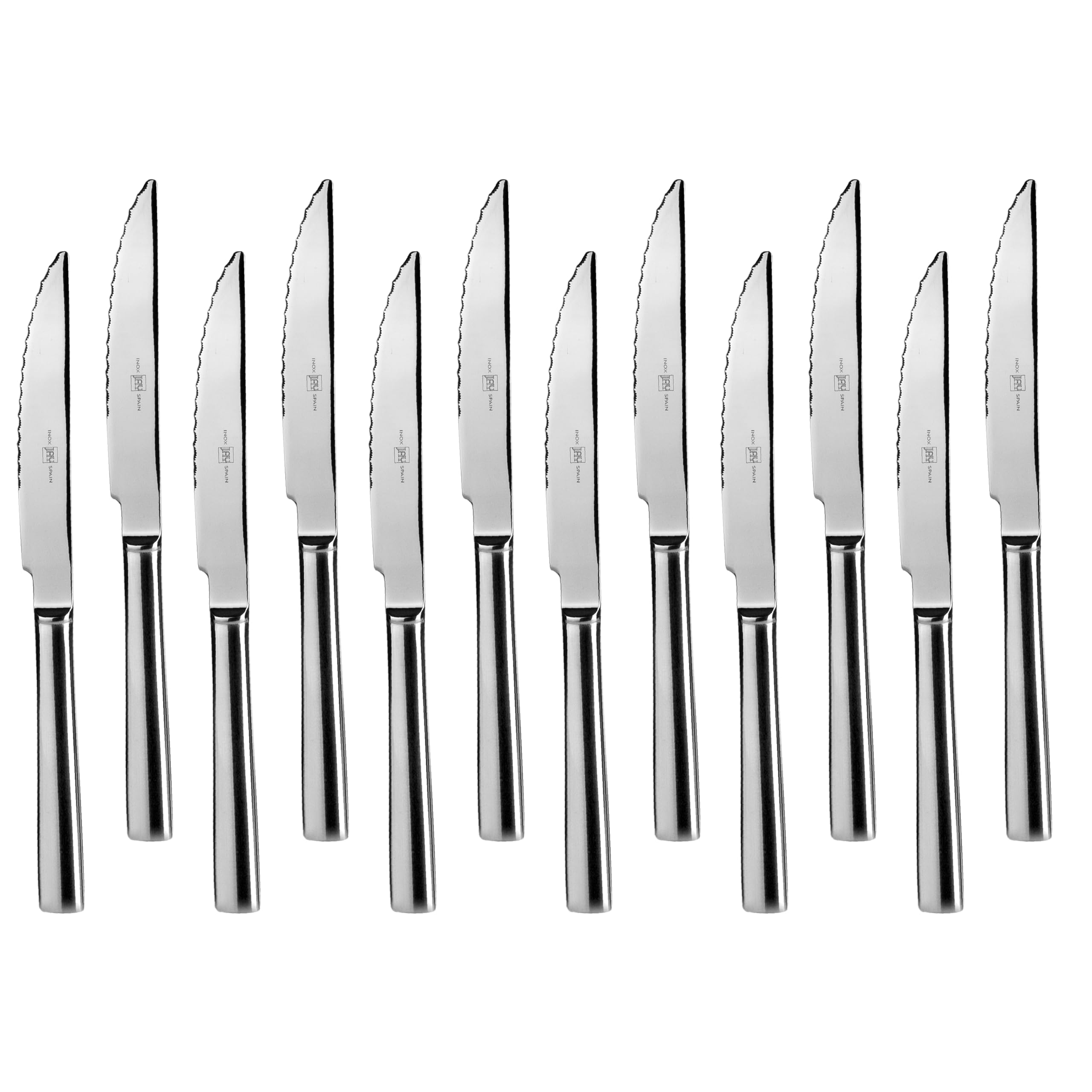 Lacor - JAY - 11091043 - Pack de 12 Cuchillos Chuleteros, Colección Titanio | En acero inoxidable, para un uso práctico y profesional en cocina; ideal para cocina profesional y uso diario en casa