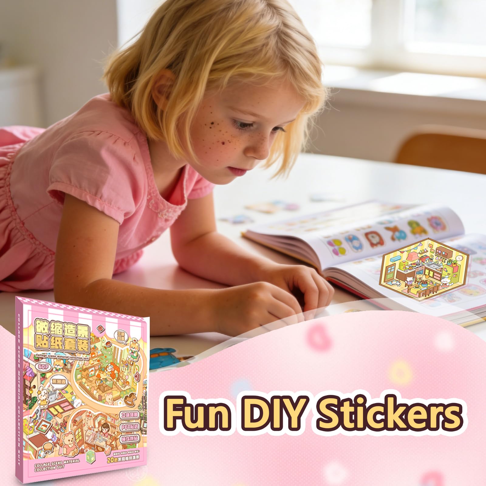 20 Pcs 3D House Stickers Set, Exquisite 3D Sticker Scene Book with Scene Cards, Renderings, Occlusion Cards & Tweezers - Image 4