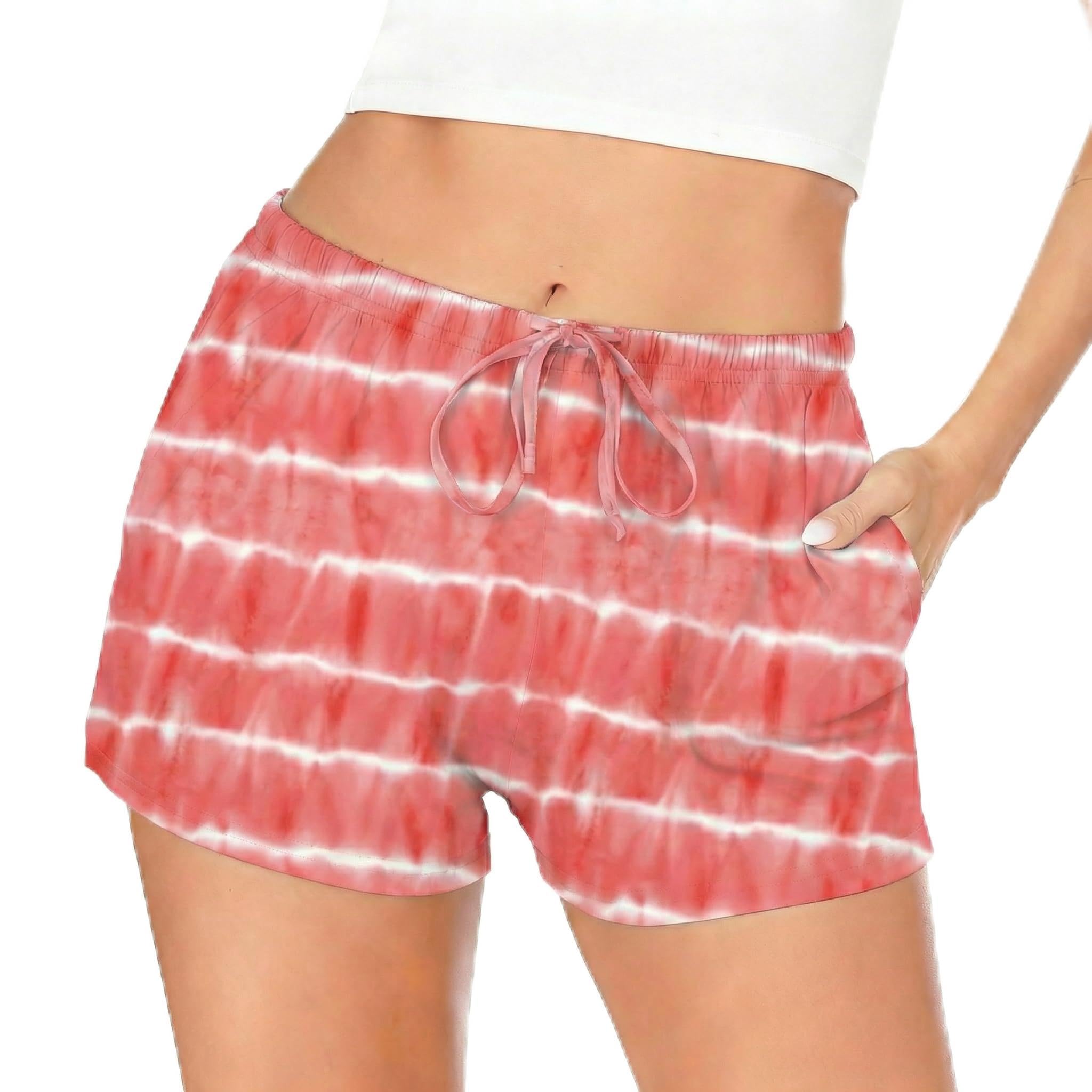 Ekouaer Women Pajama Shorts Comfy Lounge Bottom with Pockets Stretch Strip Sleepwear Drawstring Pj Bottoms Sleep Shorts