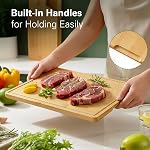 Zarler Planches de coupe de bambou pour cuisine, 4 Planche de coupe en bois durable avec rainures et poignées de jus, ensemble de planche à découper en bois pour la préparation des repas, XL Taille, cadeau de cuisine idéal