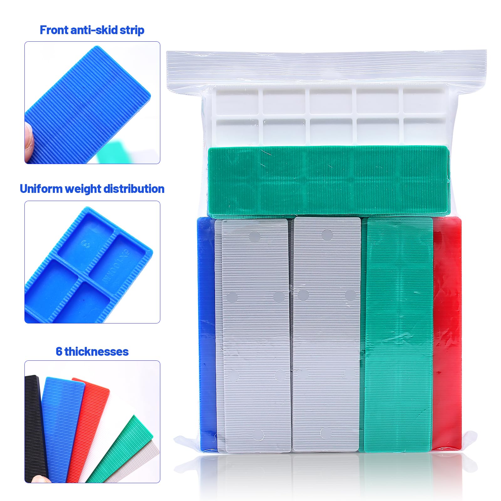 Set di distanziatori per vetri in plastica, 60 pezzi, 100 × 28 × 1, 2, 3, 4, 5, 6 mm, piastre in plastica, cunei per finestra