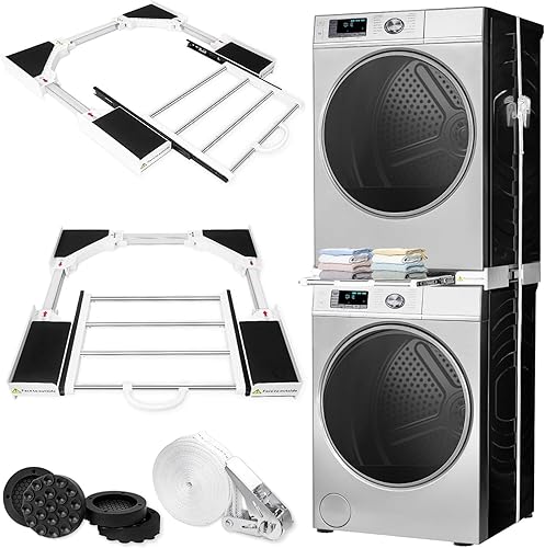 Generic Kit de apilamiento universal para lavadora y secadora con estante de secado extraíble, ajustable, 1 estante, ahorro de espacio