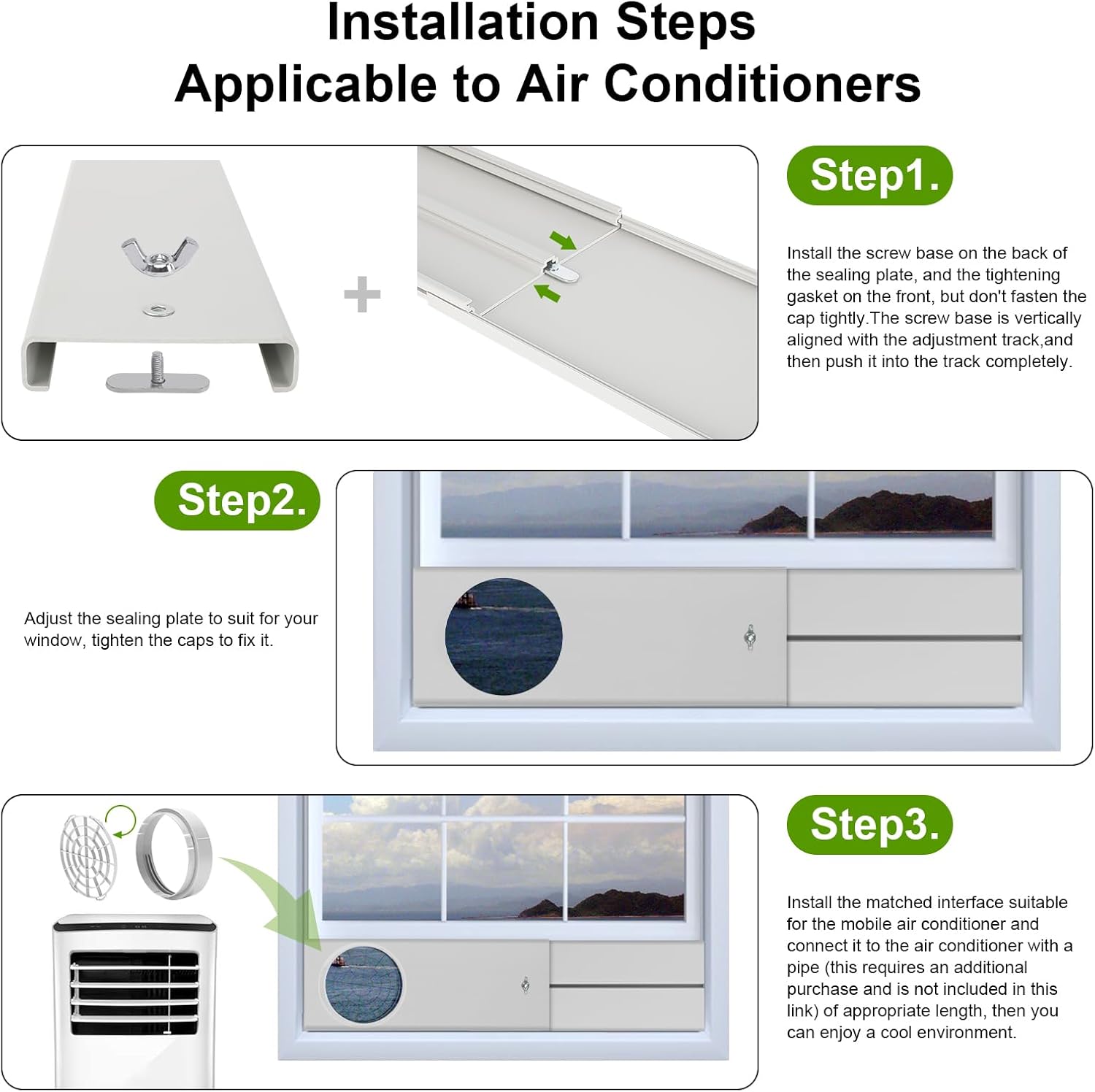 HOXHA Window Vent Kit, Dryer Window Vent Kit, AC Window kit, Fit with 4” Dryer Ducting & 5.9” AC Hose, Vent Kit Fit for Dryer, Portable AC, Inline Duct Fans, Grow Tents