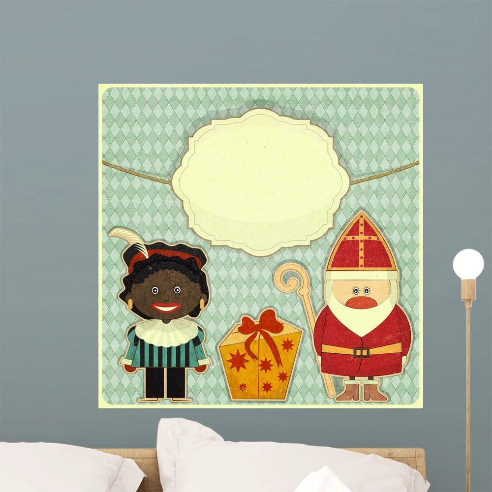 Wallmonkeys WM26833 Christmas Card with Sinterklaas Peel and Stick Wall Decals, 24" H x 24" W-Medium