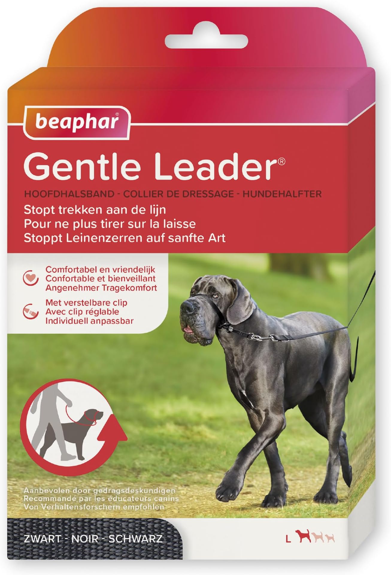 Gentle Leader L Black 1 Piece - Dog Head Collar - Fabric - Kind and Effective Training, no Pulling or Choking - Large Breeds - Black - L