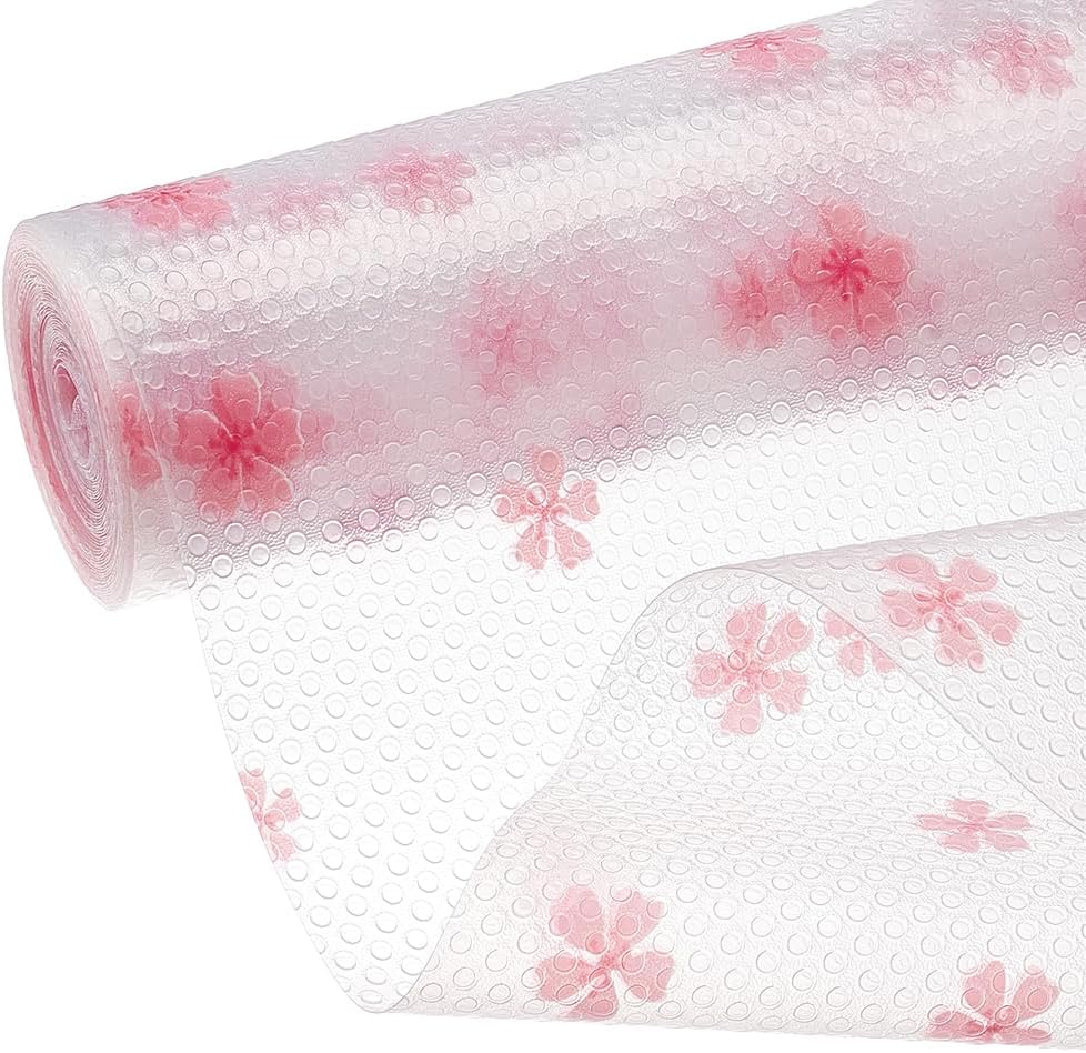 BENECREAT Shelf Liner, Non-Adhesive Drawer & Cabinet Liner, 236 x 11.8 Inch Non-Slip Waterproof Shelf Paper for Kitchen, Easy to Cut, Cherry Blossom Pattern