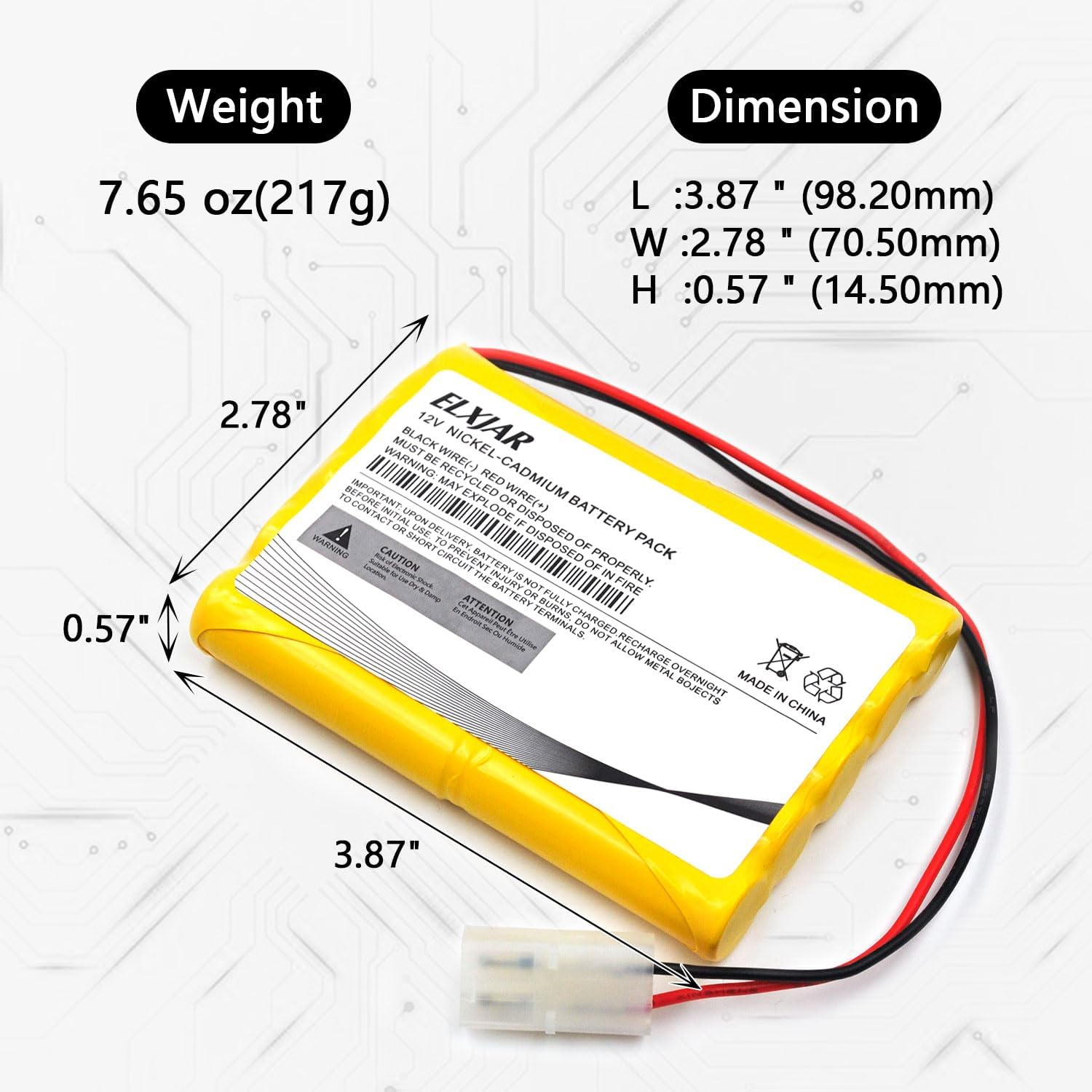 (2-Pack) 12V 800mAh Ni-Cd Battery with Tamiya Connector and Charger image 3
