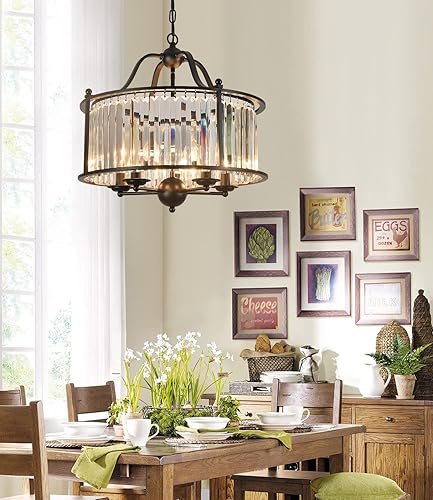 Miniatura 5 de Candelabro de cristal de 5 luces, lámparas de foye negras para cocina, isla, comedor, sala de estar, vestíbulo, entrada, dormitorio