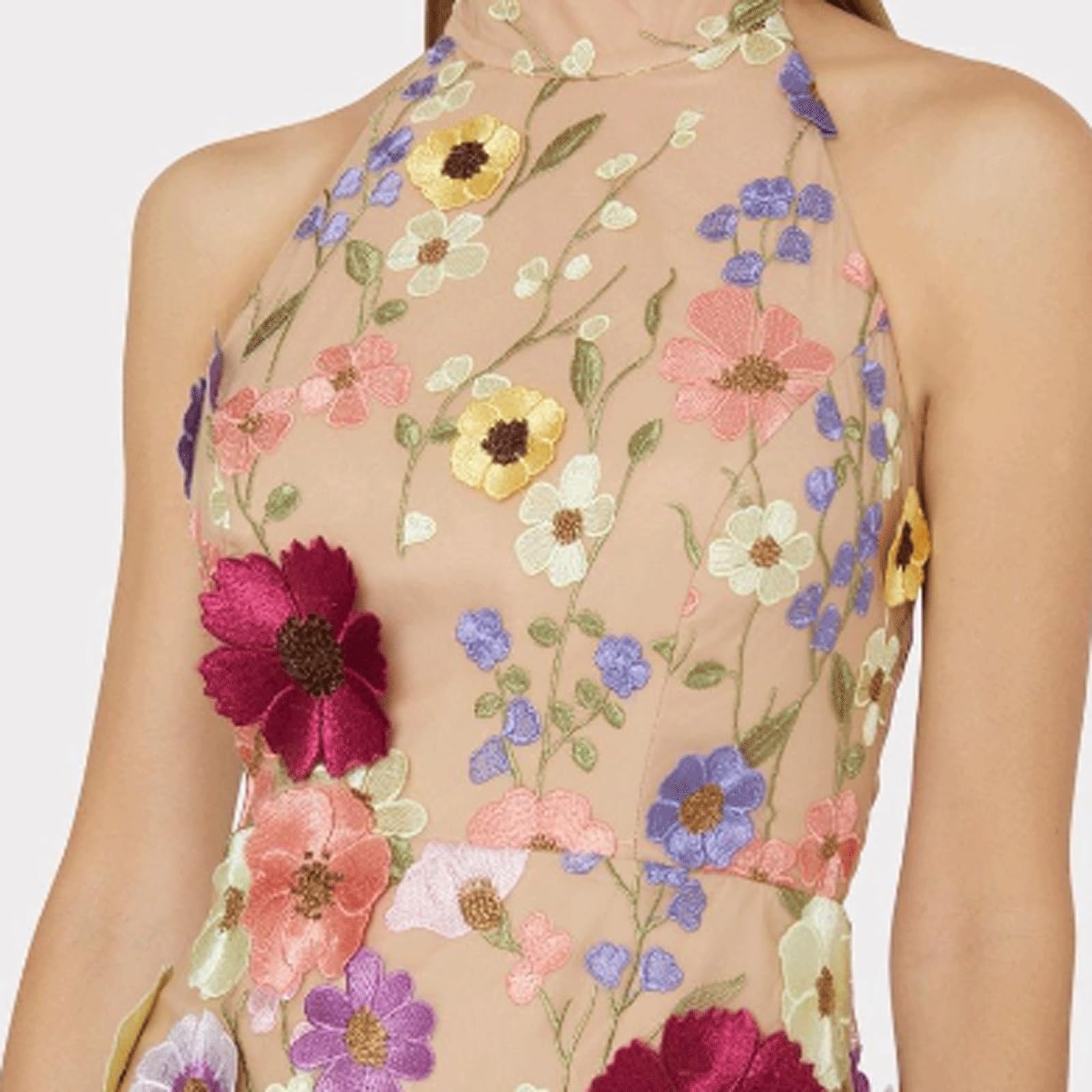 sheer halter neck 3d floral embroidered dress with high-low hem Amazon.com: XSLRYH Women's Embroidered Three-Dimensional Flower Halter Neck  Slim Dress Small Dress Hip Skirt Backless Dress : Clothing, Shoes & Jewelry