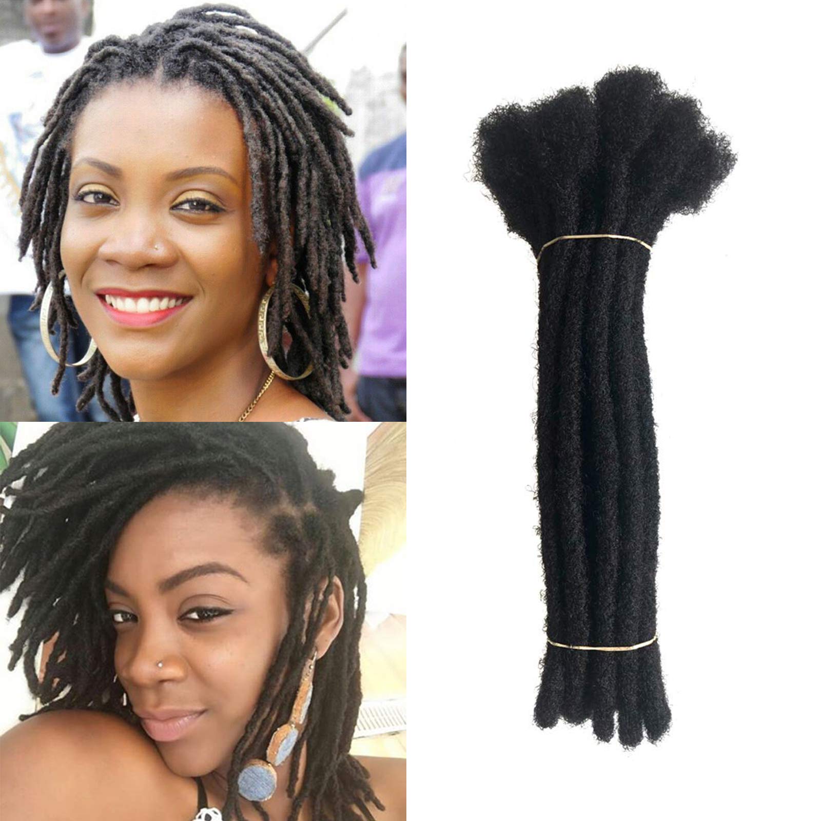 100% Real Human Hair Dreadlock Extensions 60 Strands,Loc Extensions Human Hair Permanent Dread Extensions for Women/Men Full Handmade Permanent Dreadlock Extensions Natural Black(8inch)
