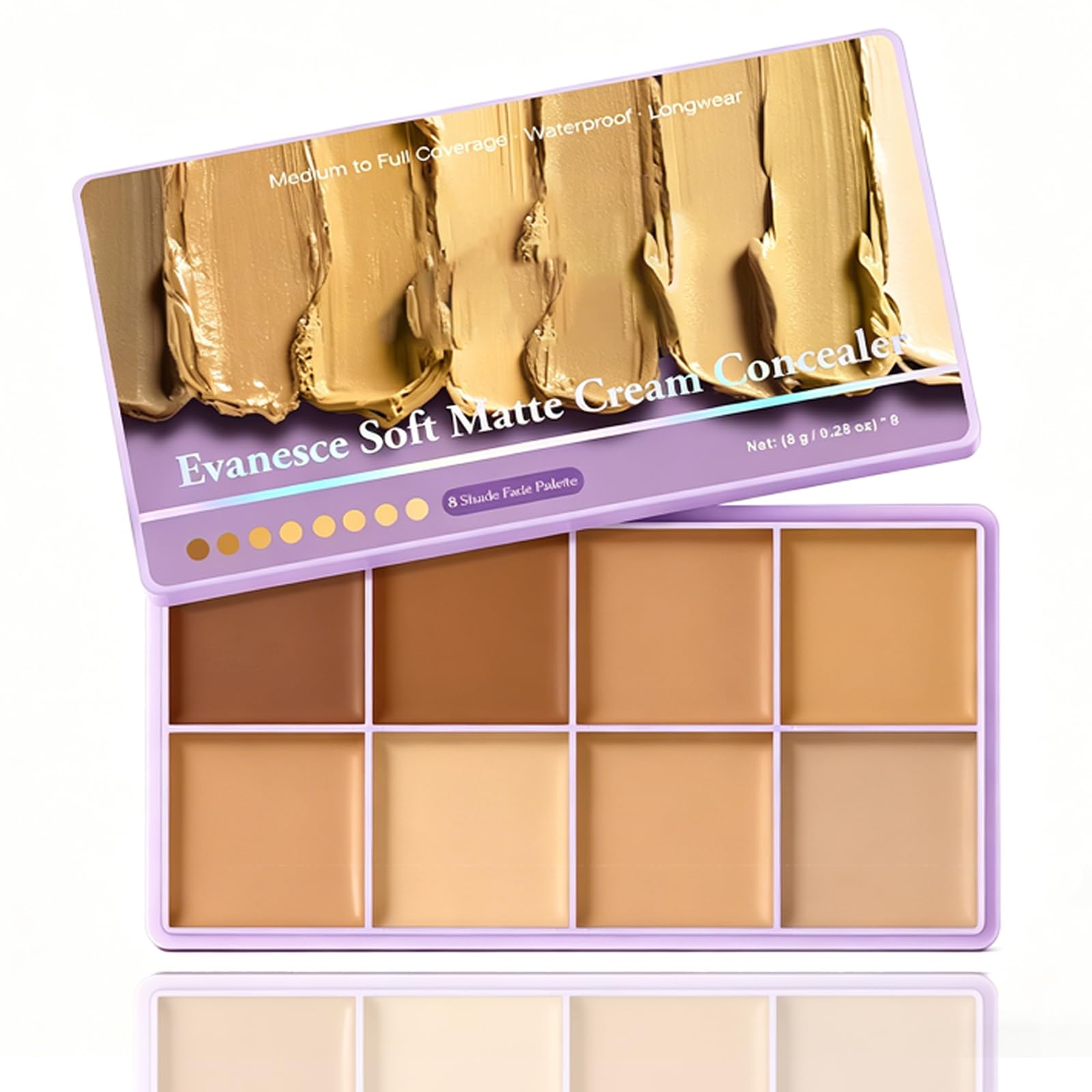 8Color Cream Concealer Foundation Palette,Soft Matte Cream Concealer,Medium B