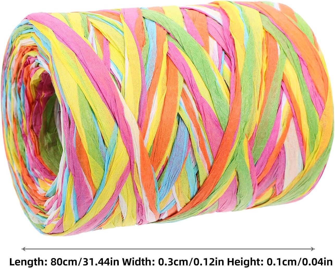 GARVALON Raffia Paper Ribbon Twine String 80m 6 Colors DIY Craft Packing Rope for Art Projects and Floral Wrapping