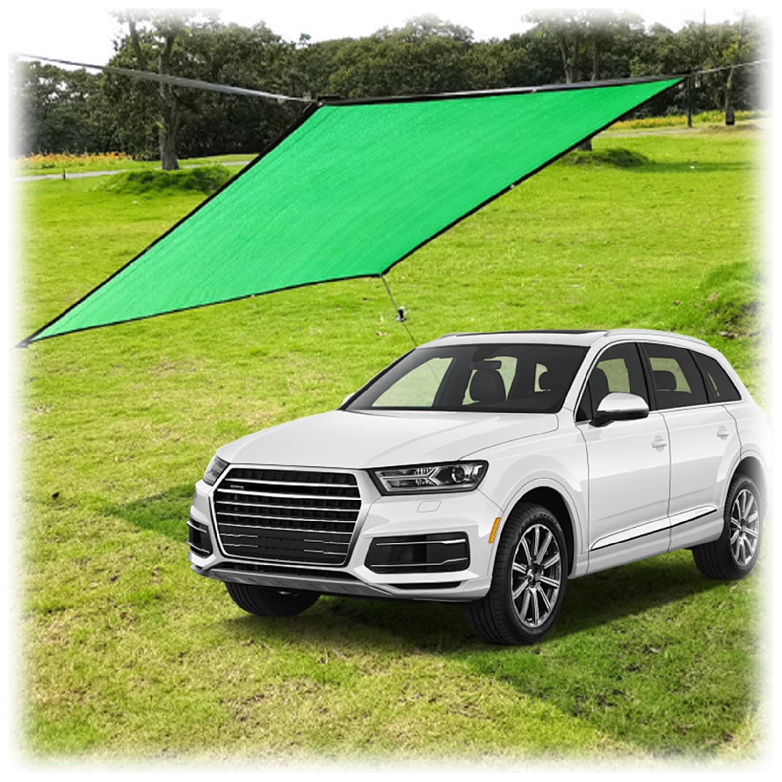 WQPMNYG Durable 75% UV Protection Green Shade Cloth - Heavy-Duty Tarp with Grommets for Garden Patio Lawn Parking Yard Kennel - 3x7m Ideal Sun Awning Fabric Cover