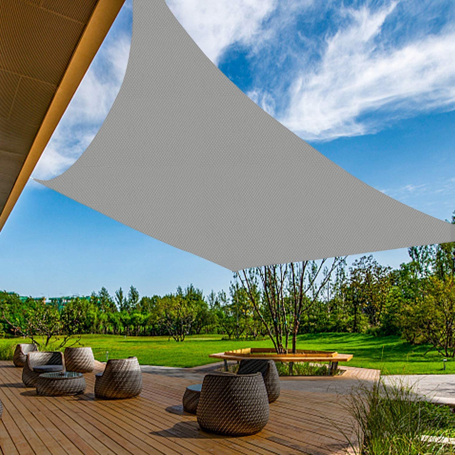 Sonnensegel, 5 x 6 x 4 x 4 m, 90 % UV-Schutz, für Außenbereich, Terrasse, Garten, Hellgrau