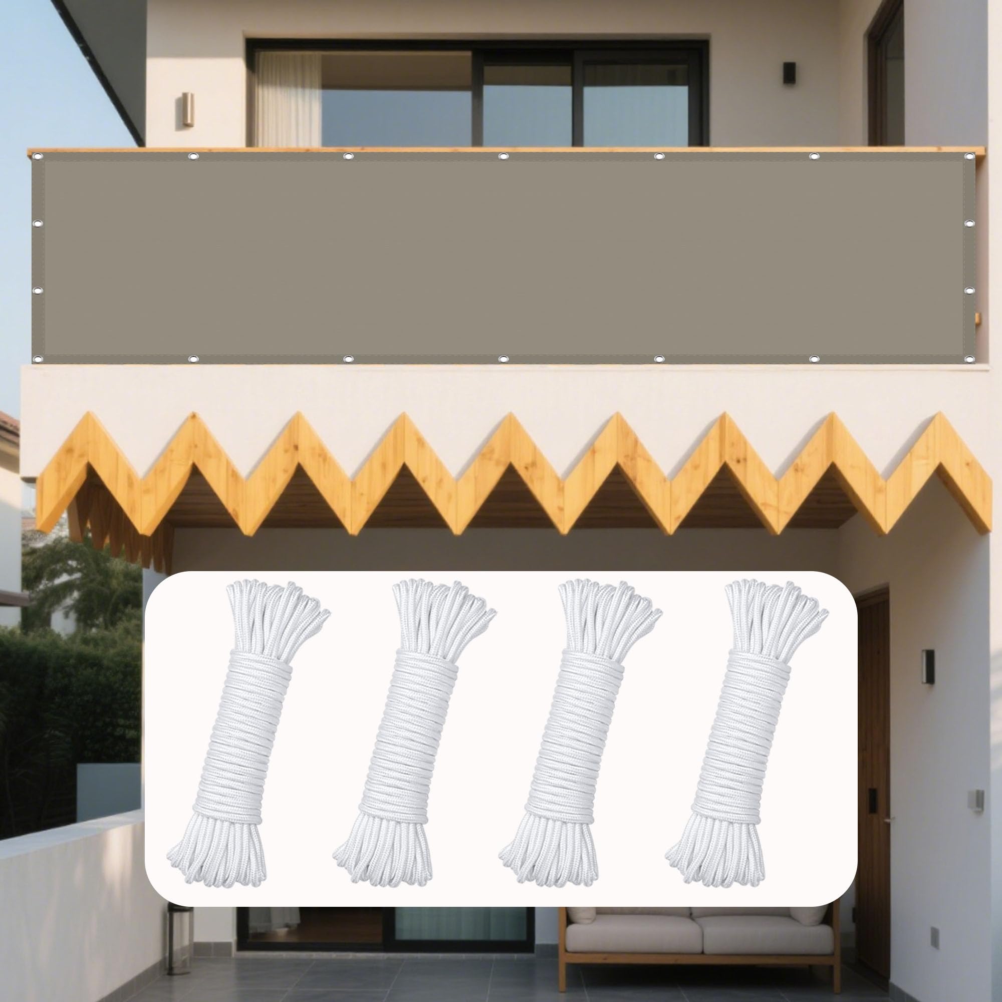 Voile d'ombrage rectangulaire étanche haut de gamme kaki pour terrasse