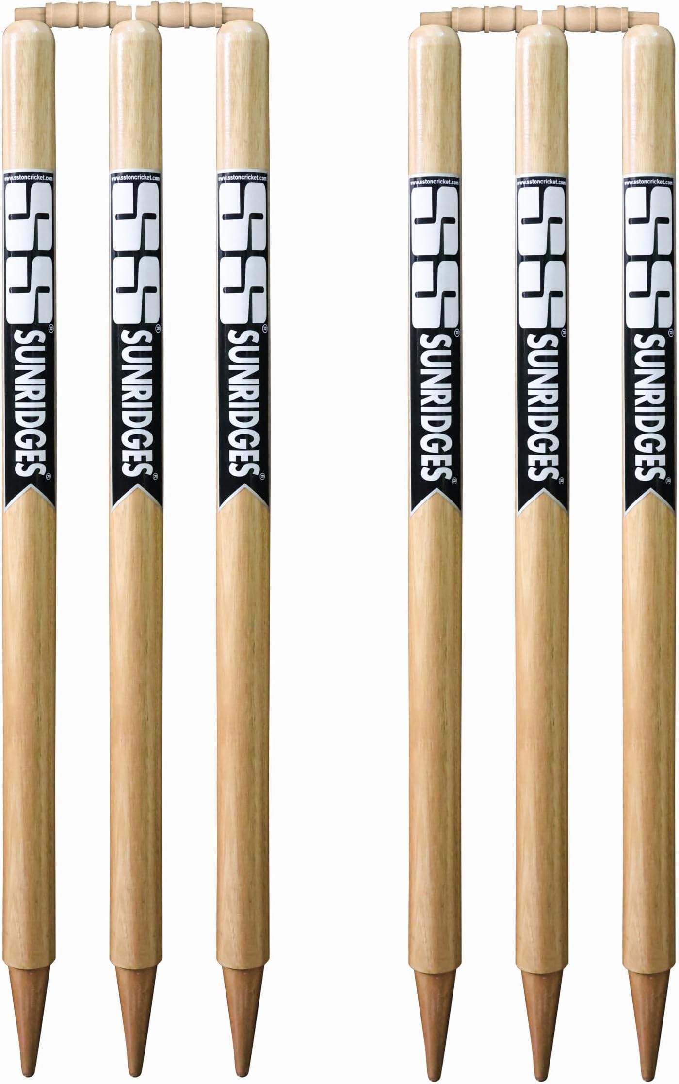 Cricket Premium Stumps Set – Plastic Set (3 Stumps, 1 Base, 2 Bails) or Wooden Set (6 Stumps, 4 Bails)