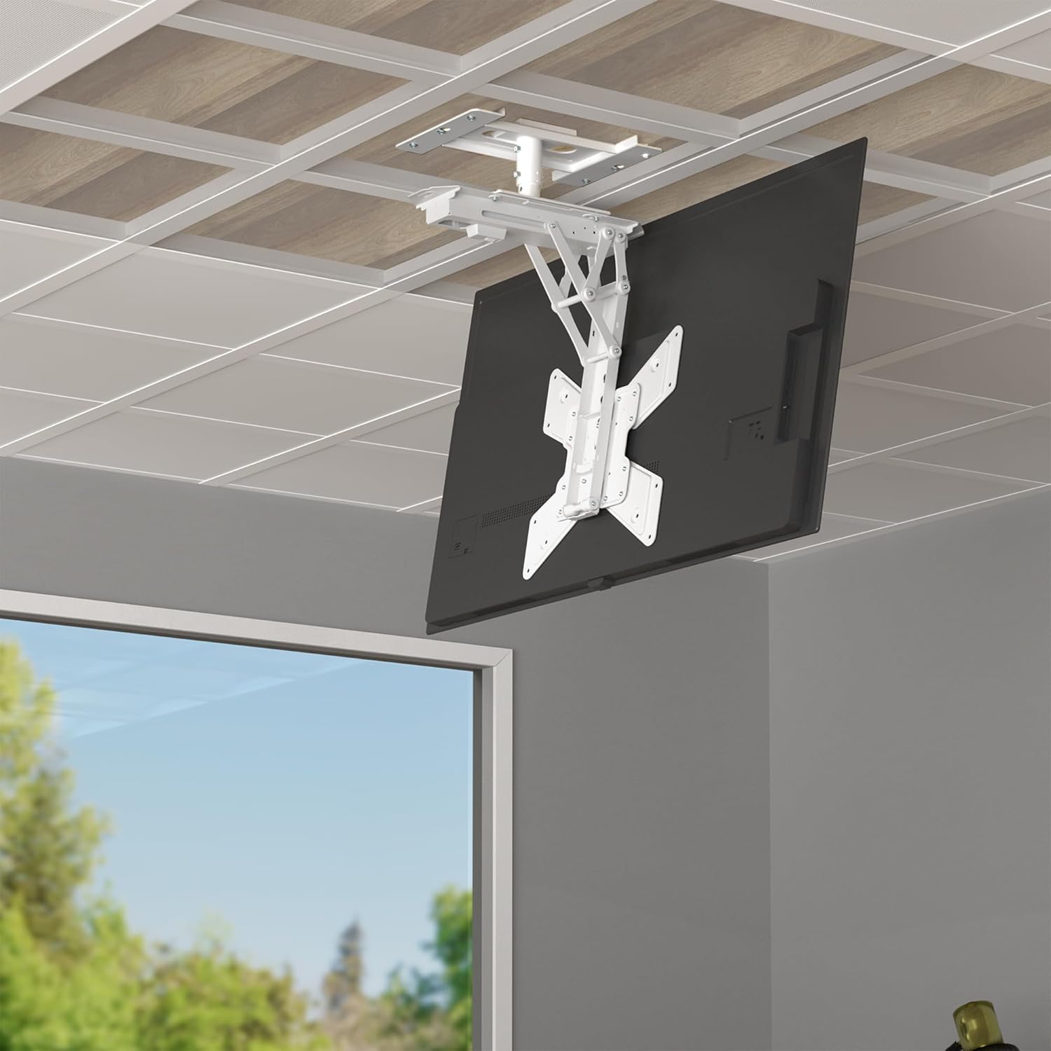 VIVO Drop Ceiling Mount Designed for MOUNT-E-FD55W and MOUNT-E-FD70W Electric Ceiling TV Mounts, Holds Screens up to 77 lbs, 4 Height Settings, MOUNT-FD1C