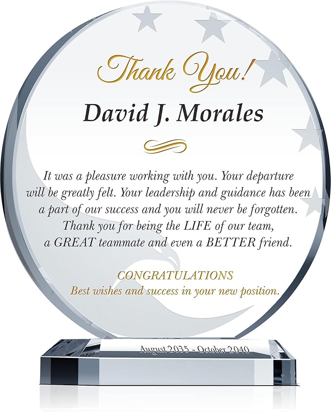 Personalized Farewell or Retirement Gift Plaque for Departing Colleague, Coworker or
