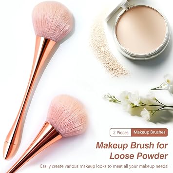 Super Large Mineral Powder Brush Set - Grade Color, 2 Pcs Bronzer Makeup Brush & Soft Fluffy Foundation Brush