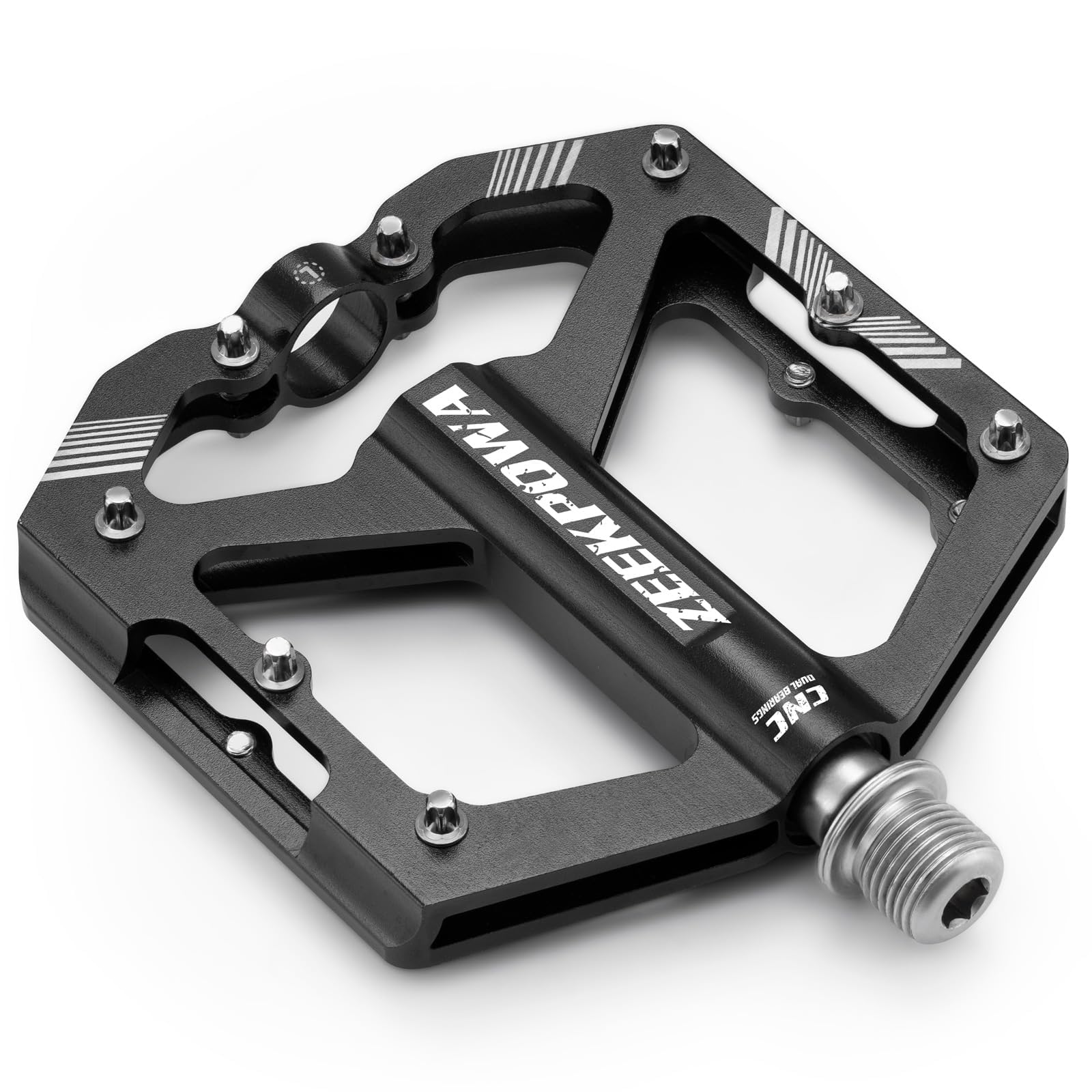 Zeekpowa Pedali per bici Pedali per mountain bike Pedali piatti per bicicletta Pedali piatti 16 Chiodi antiscivolo rimovibili 9/16 "Cuscinetti sigillati con mandrino cromato Ultra CNC Pedali in
