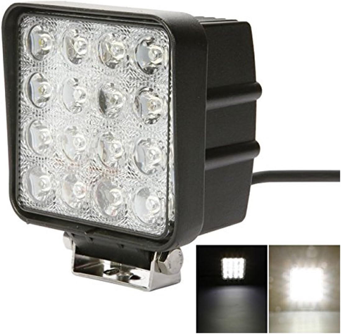 TTX LIGHTING 48W 4" Square LED Work Light 6000k Spot Beam 4200Lumens for ATV Jeep Wrangler 4x4 Rv Trailer Fishing Boat Tractor Truck (Pack of 1)