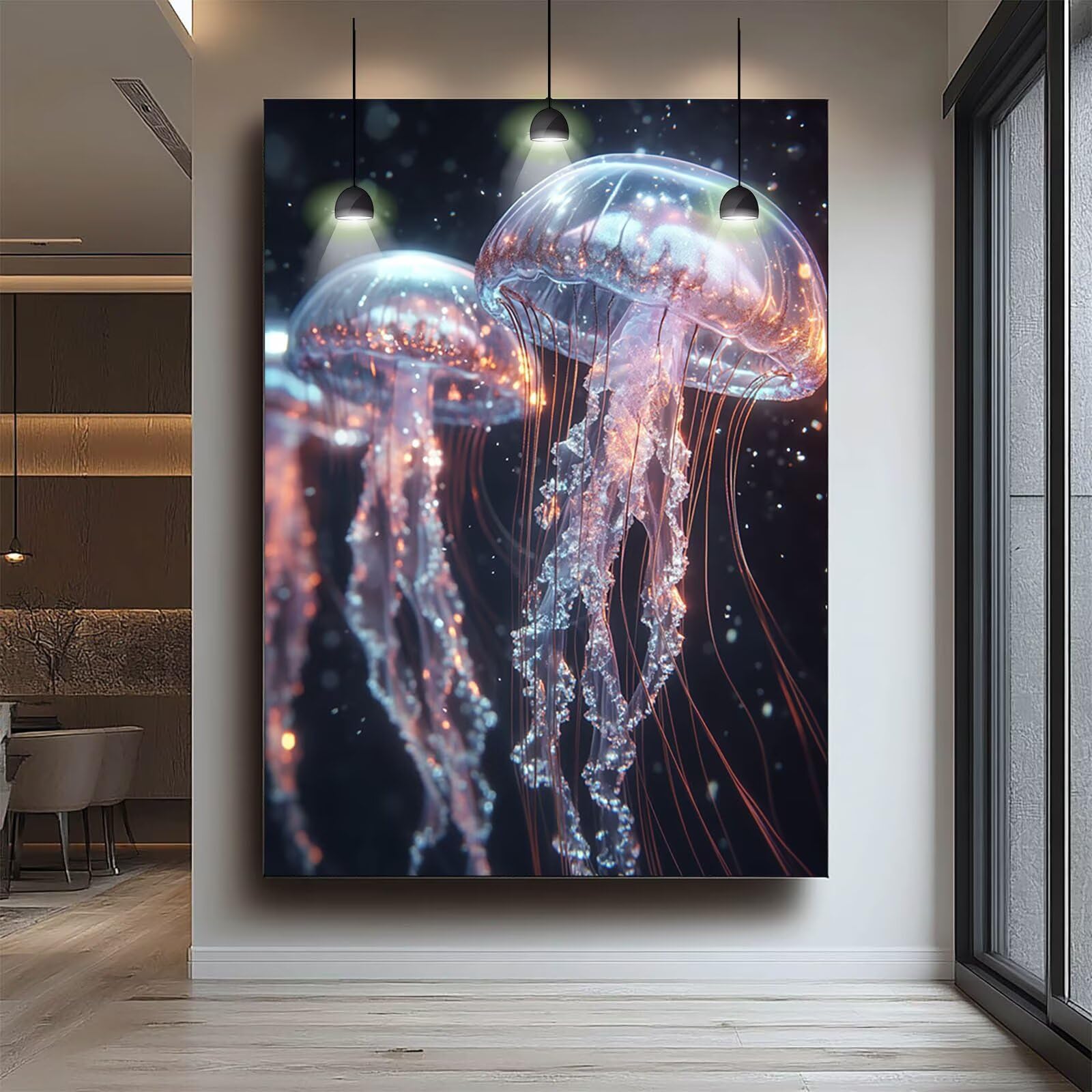 Malowanie numerów dorosłych zwierząt, płótno malarstwo cyfrowe dziecko początkujący meduza, płótno pełny zestaw dla dorosłych 100 x 150 cm z pędzlami i akrylem, DIY Malowanie według numerów do