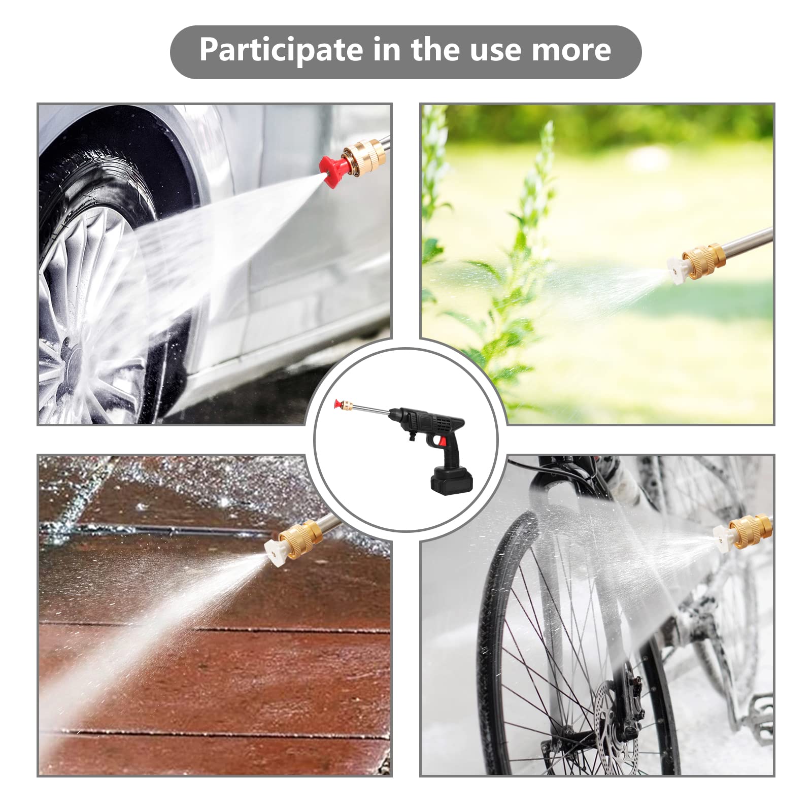 Pistola de Agua de Alta presión, Hidrolimpiadora Bateria 6000 mAh, 24V Pistola de Agua para Coche eléctrico para Lavado de Coches, Hidrolimpiadora Portátil con Manguera de 5m