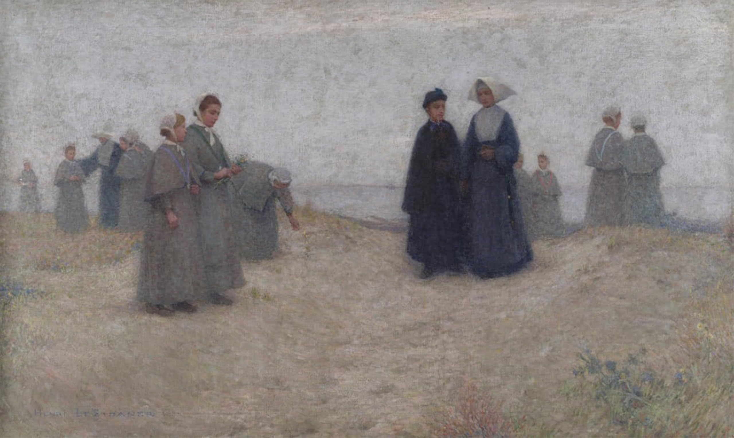 POSTERIIk Famous Modern Artwork Art Mural the Promenade of the Orphans by Henri Eugene Augustin Le Sidaner Oil Paintings Pictures for Home Decor 60x90cm