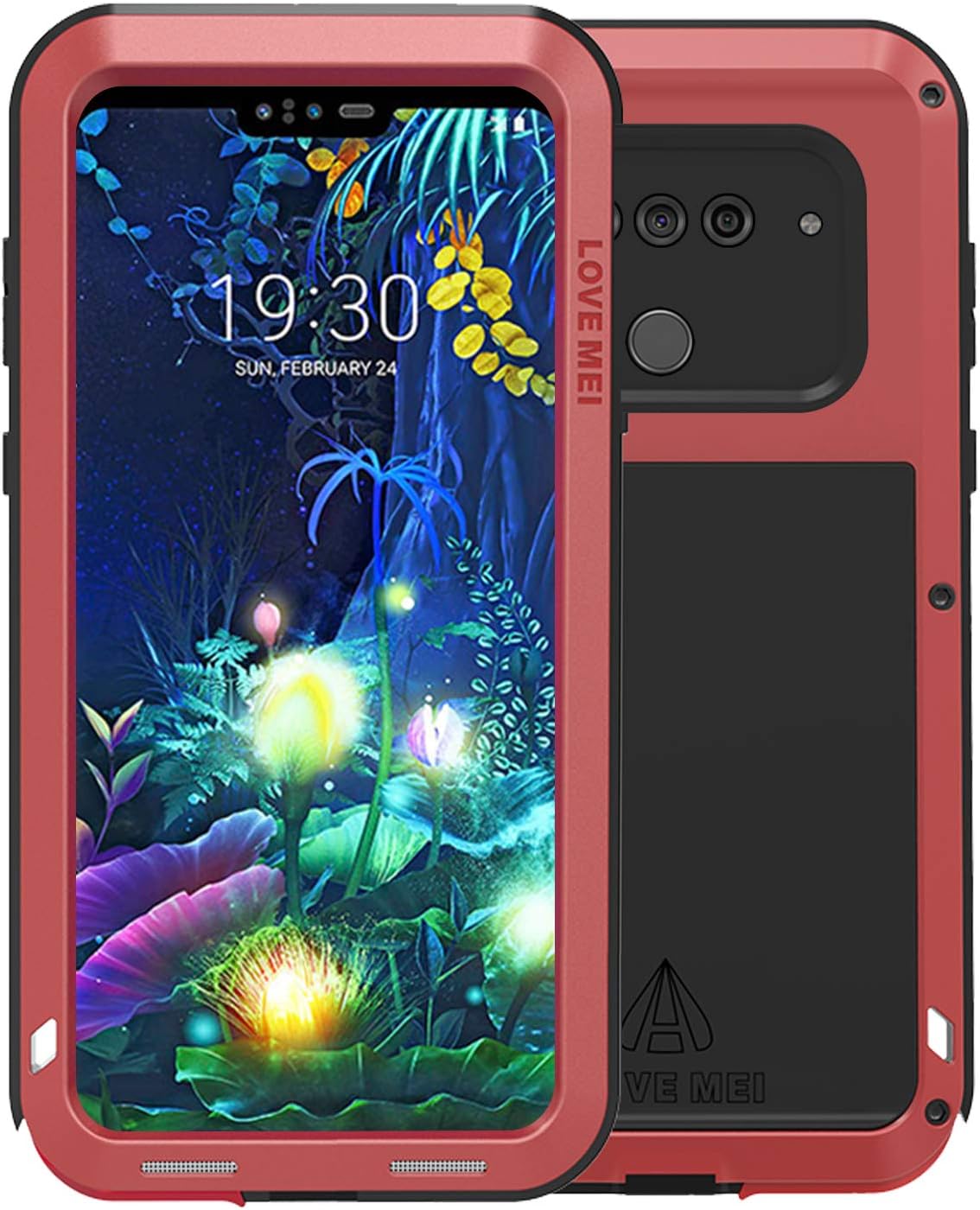 Simicoo Compatible with LG V40 ThinQ Aluminum Alloy Metal Bumper Silicone Case Hybrid Military Shockproof Heavy Duty Built-in Gorilla Glass Cover Compatible with LG V40 ThinQ (Red, LG V40 ThinQ)