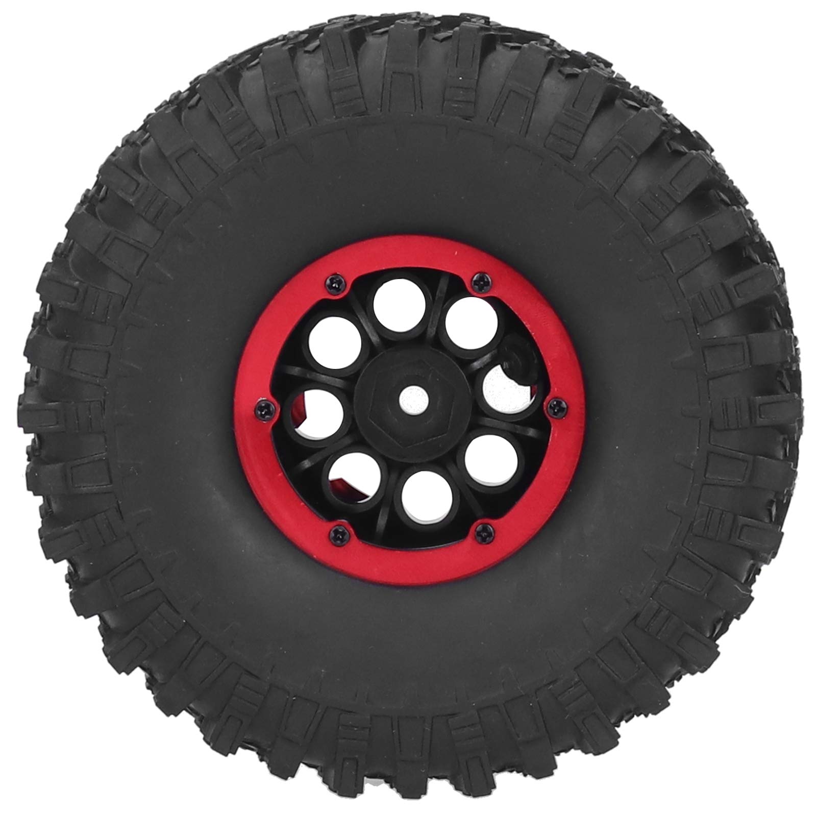 Opony wyścigowe RC 4 szt. Nadmuchiwane koła samochodu zdalnie sterowanego Amortyzacja o wysokiej przyczepności dla modeli w skali 1/10 SCX10 TRX4 TRX6 D90 Guma ze stopu aluminium (Czerwony)