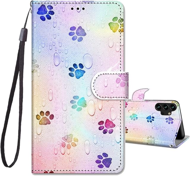 JRIANY For Samsung Galaxy A13 4G Case 6.6-inch, PU Leather Wallet Case with Card Holder Animal Pattern Magnetic Design Shockproof Cover Flip Case Compatible with Samsung Galaxy A13 - Pawprint