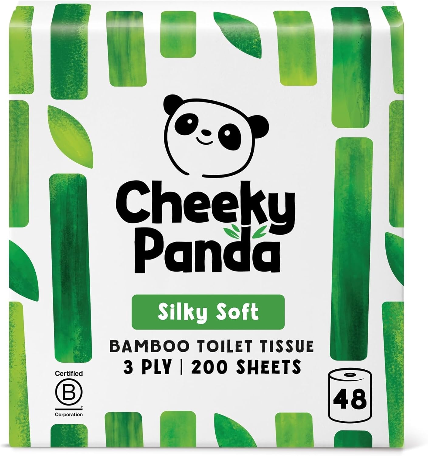 The Cheeky Panda Carta Igienica Bamboo | 48 x Rotoli Carta Igienica 3 Veli | 200 Soffici Fogli | Biodegradabile ed Ecológico | Senza plástica