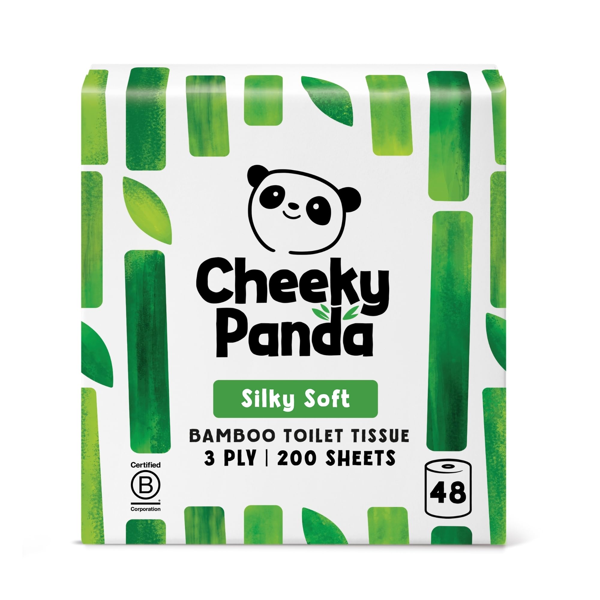 The Cheeky Panda Bamboo Toilet Rolls Bulk Buy – 48 Rolls of 3 Ply Toilet Paper | Plastic Free Packaging and Sustainable Tissue Paper | Compostable Loo Roll