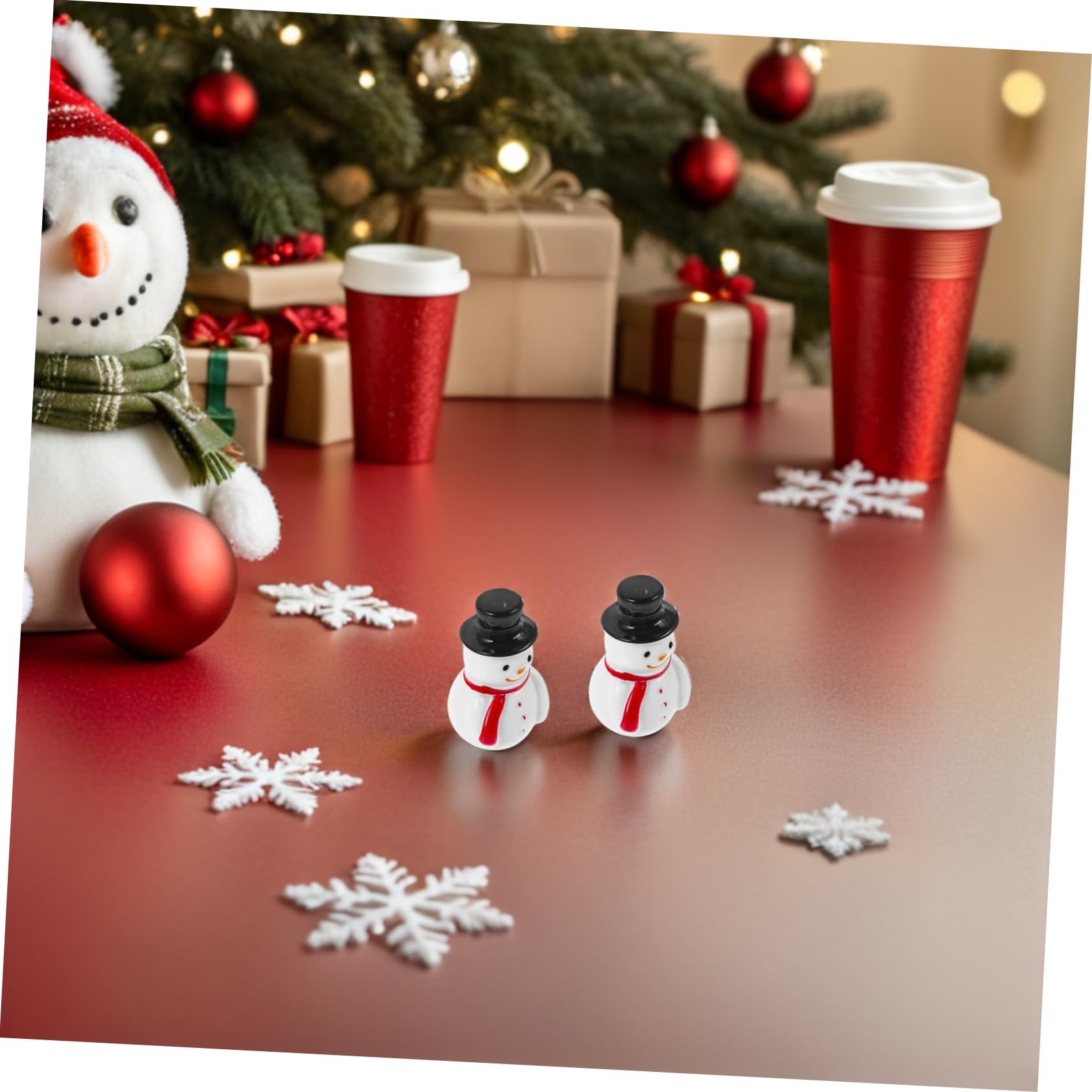 Cabilock 100pièces Miniatures De Bonhomme De Neige Résine Décorations De Maison De Poupée Jardin Figurines Miniatures pour Créations DIY Et Scènes De Noël