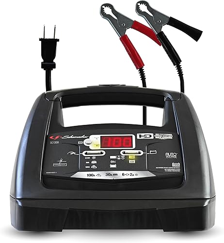 Schumacher Electric Cargador de batería de coche de 6 A y arrancador de motor de 100 A, solución 6 en 1, mantenedor, impulso de 30 A, para baterías