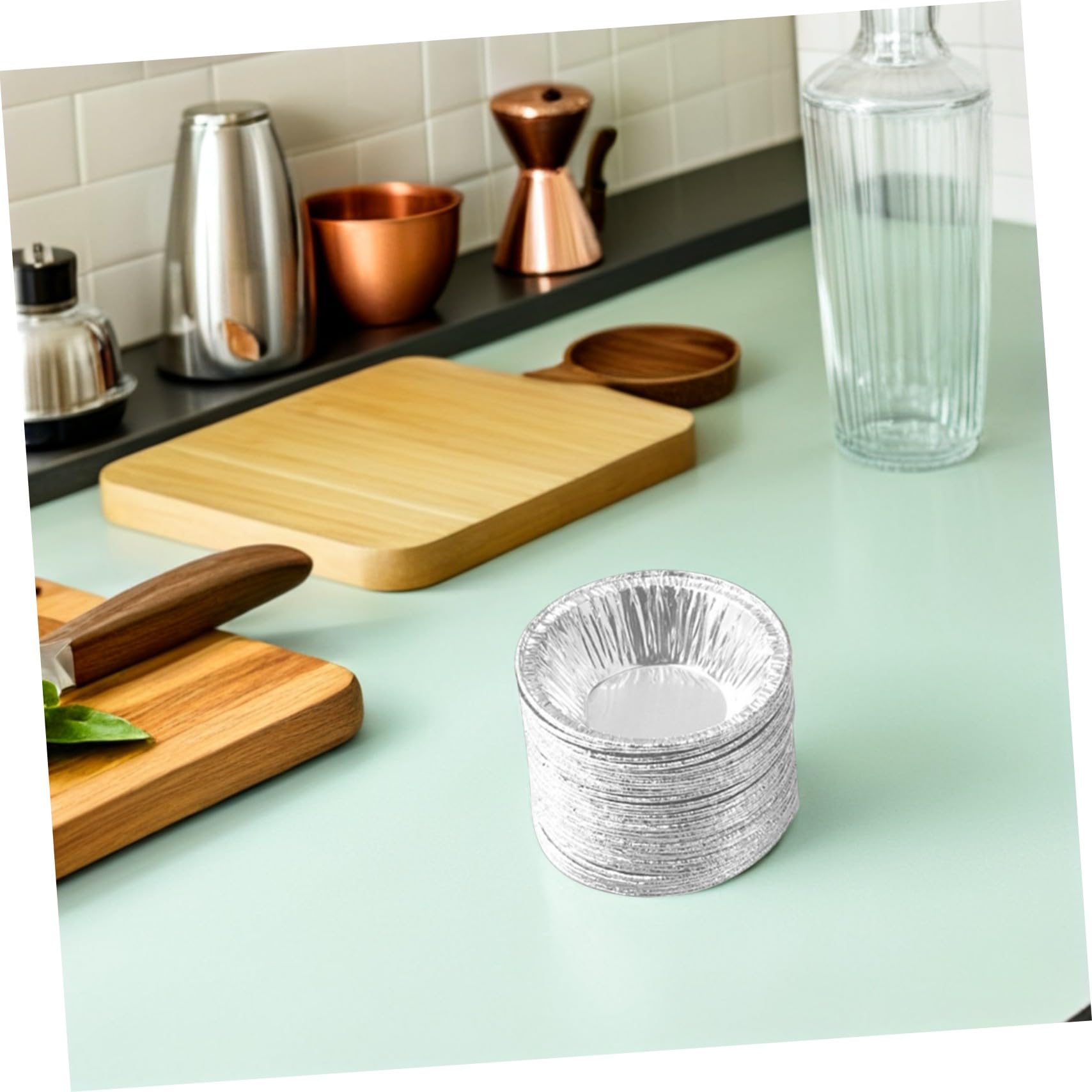 COLLBATH Mini Moldes Redondos de Aluminio Excelente Conductividad Térmica y Diseño Compacto 500 para Tartas de Huevo para Panaderías y Restaurantes