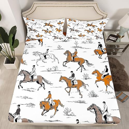 Miniatura 2 de Erosebridal Juego de sábanas de caballo de carreras, juego completo de ropa de cama deportiva ecuestre para niños, adolescentes, hombres,