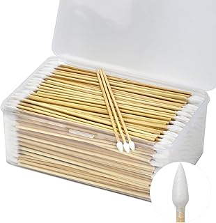 500PCS 6-inch Gun Cleaning Cotton Swabs with Storage Box | Extra Long, Bamboo Handle, Pointed Tip, Lint Free, Highly Absorbent Cotton Head, Precise Cleaning Swabs for Gun Maintenance