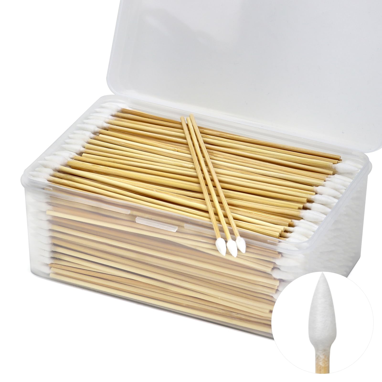 500PCS 6" Gun Cleaning Swabs in Storage Box - Lint Free, Highly Absorbent Long Cotton Cleaning Swab