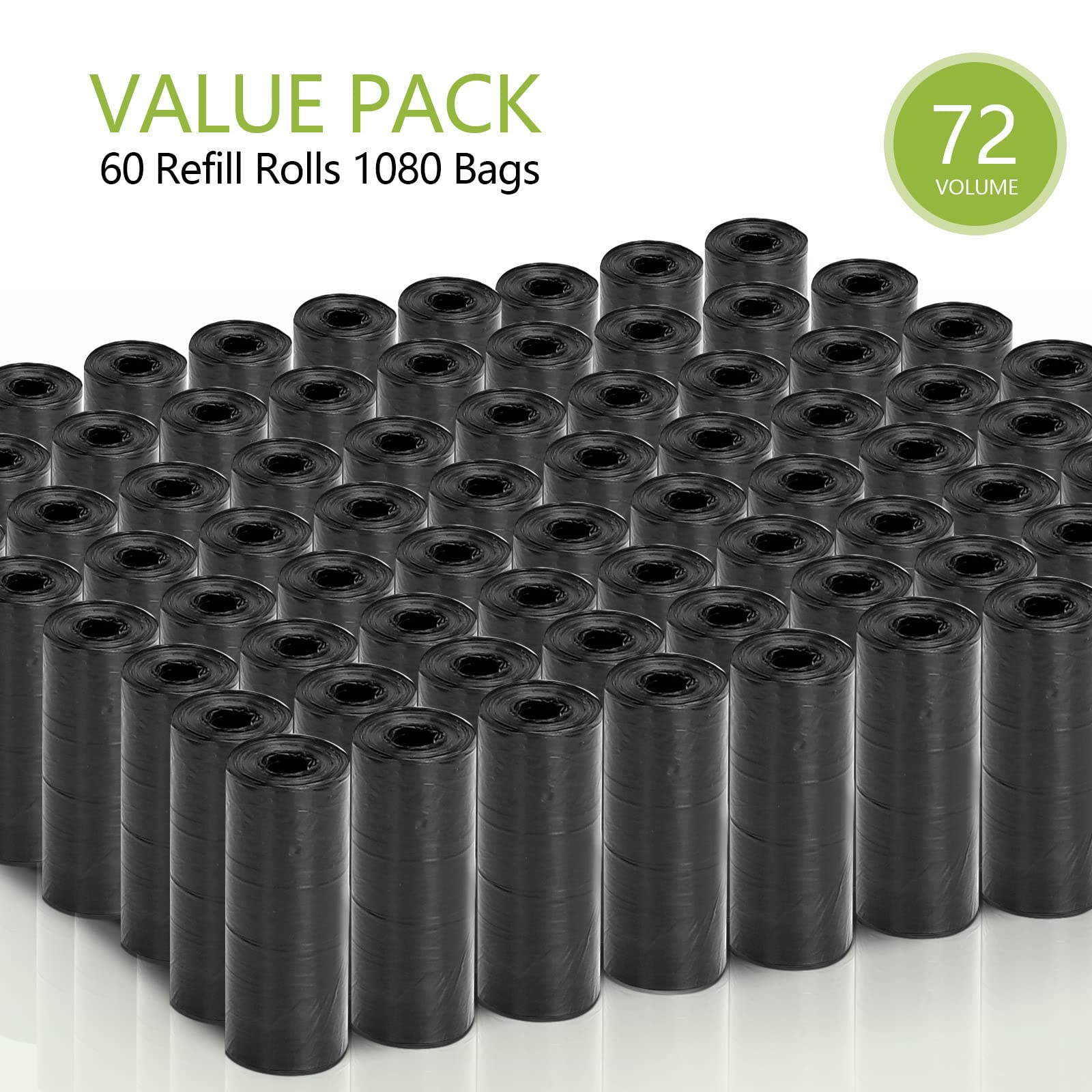 Nobleza Sacchetti Cane Cacca, 1080 unità Sacchetti Cane, Bustine Cane Extra Spessi, Forti e Prova di Perdite, Sacchetti Cane, 72 Rotoli/1080 Pz, Tre Rotoli per Busta, Nero